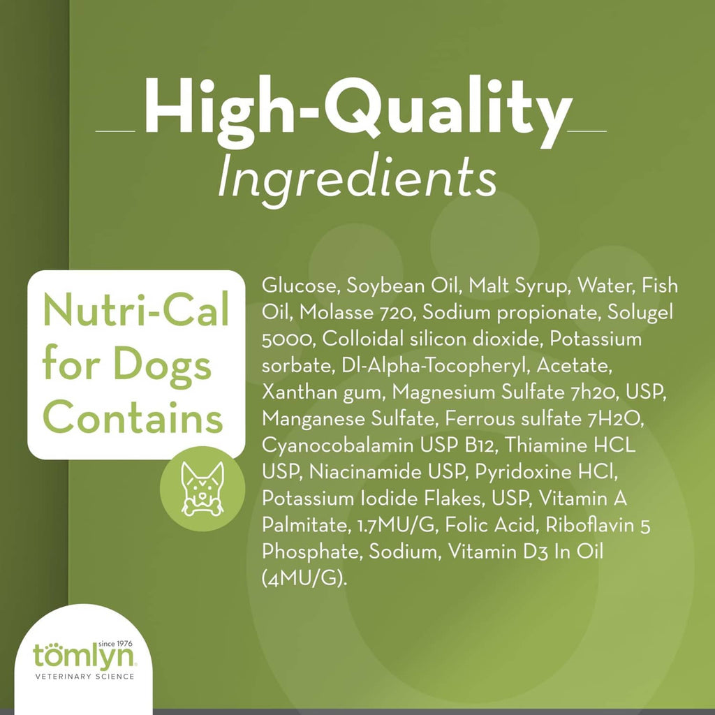 Nutri-Cal for Dogs high-quality ingredients panel for nutritional gel