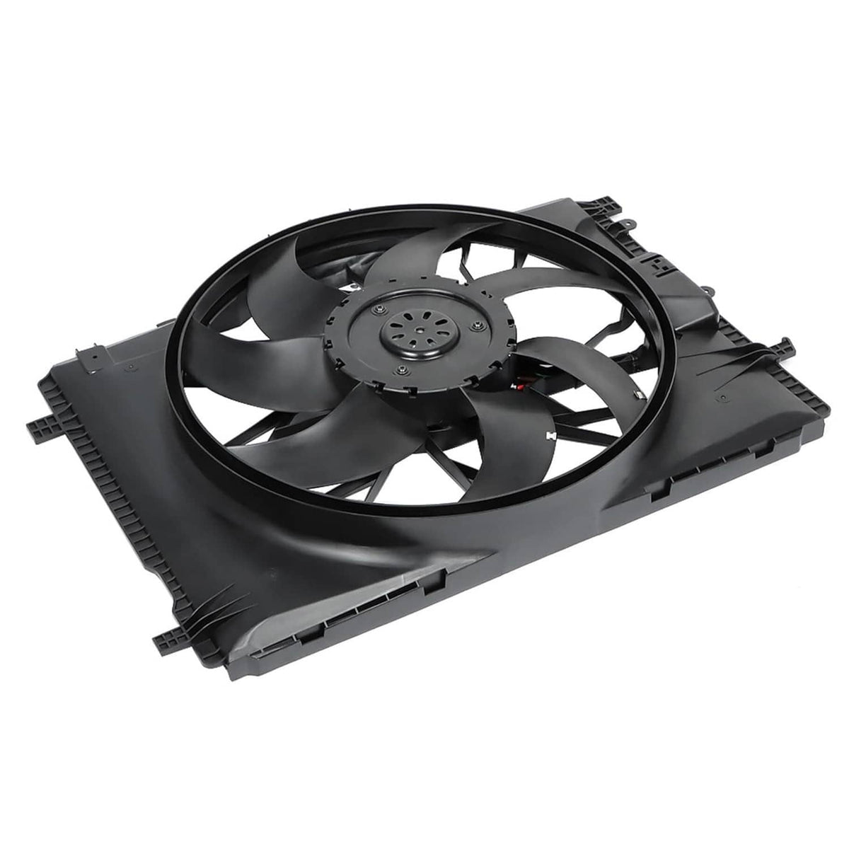 Mercedes-Benz radiator cooling fan with large black blades and gray mounting center