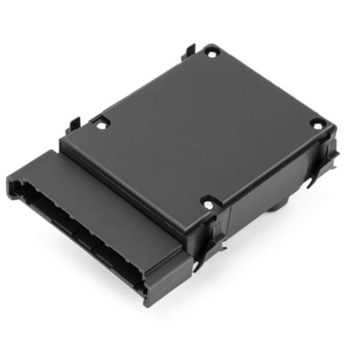 Power seat switch module angled view with top plate and exposed connector end.