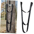 3-step climbing stick aider with black webbing loops, attached to a tree