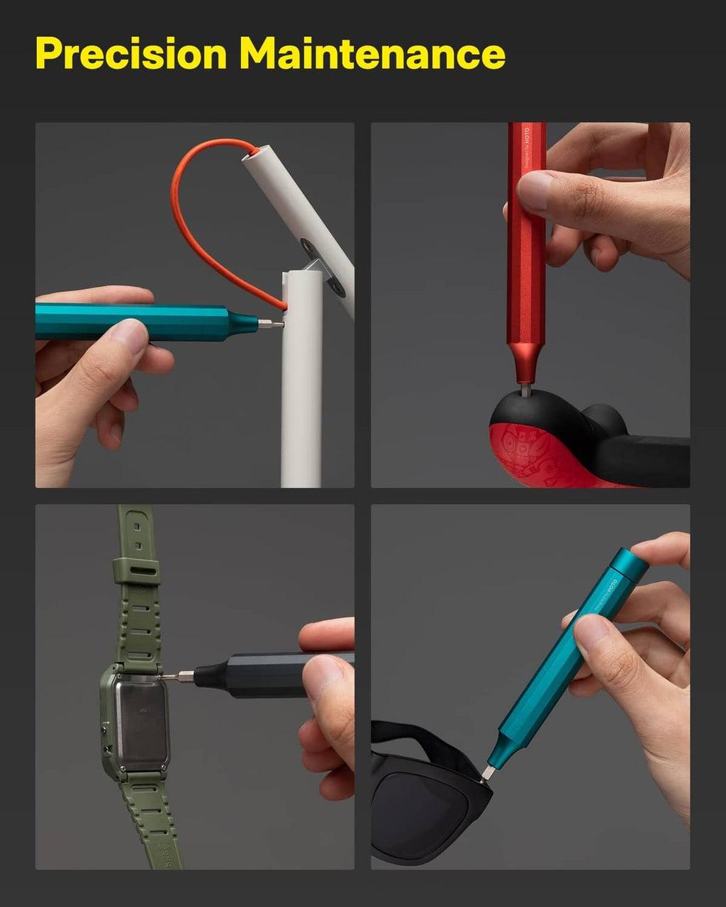 Precision screwdriver with interchangeable bits for detailed maintenance and repairs
