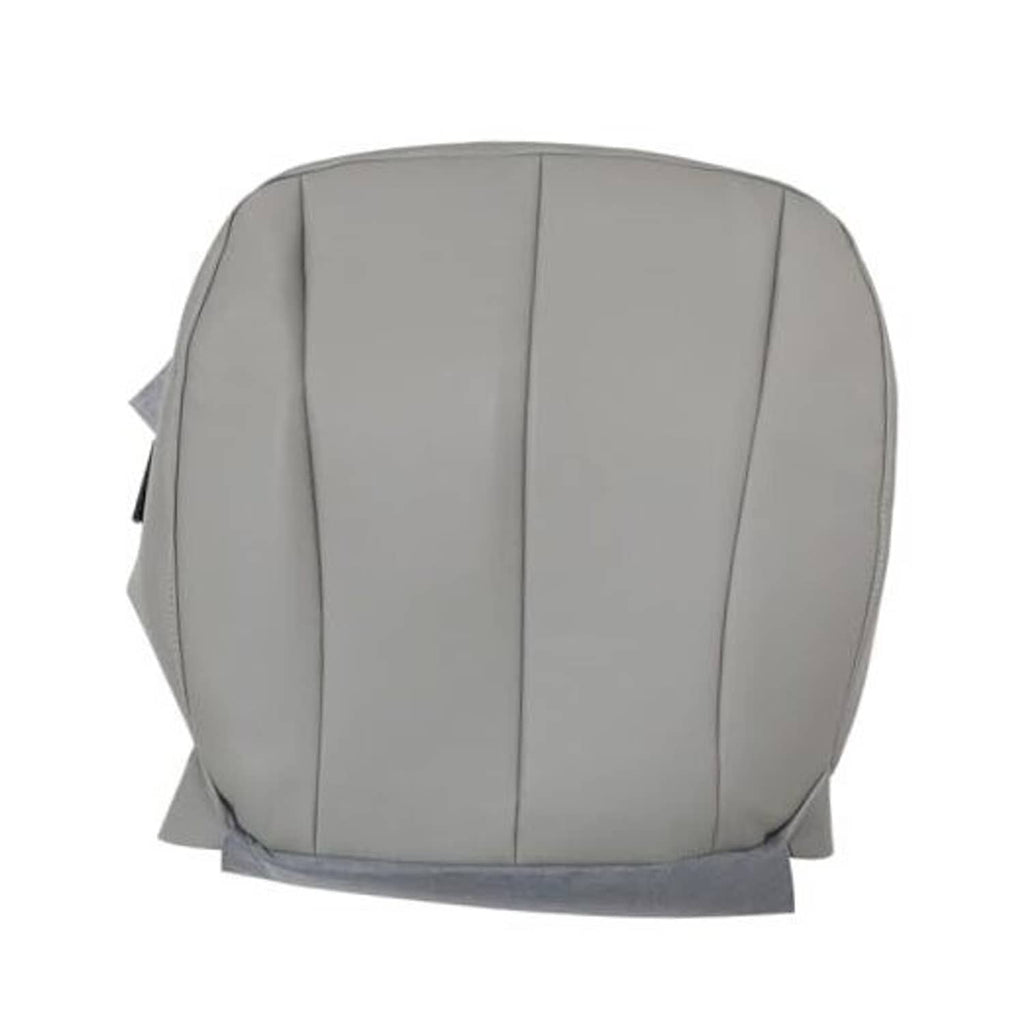 Gray front driver-side seat bottom replacement cover with stitched panel lines