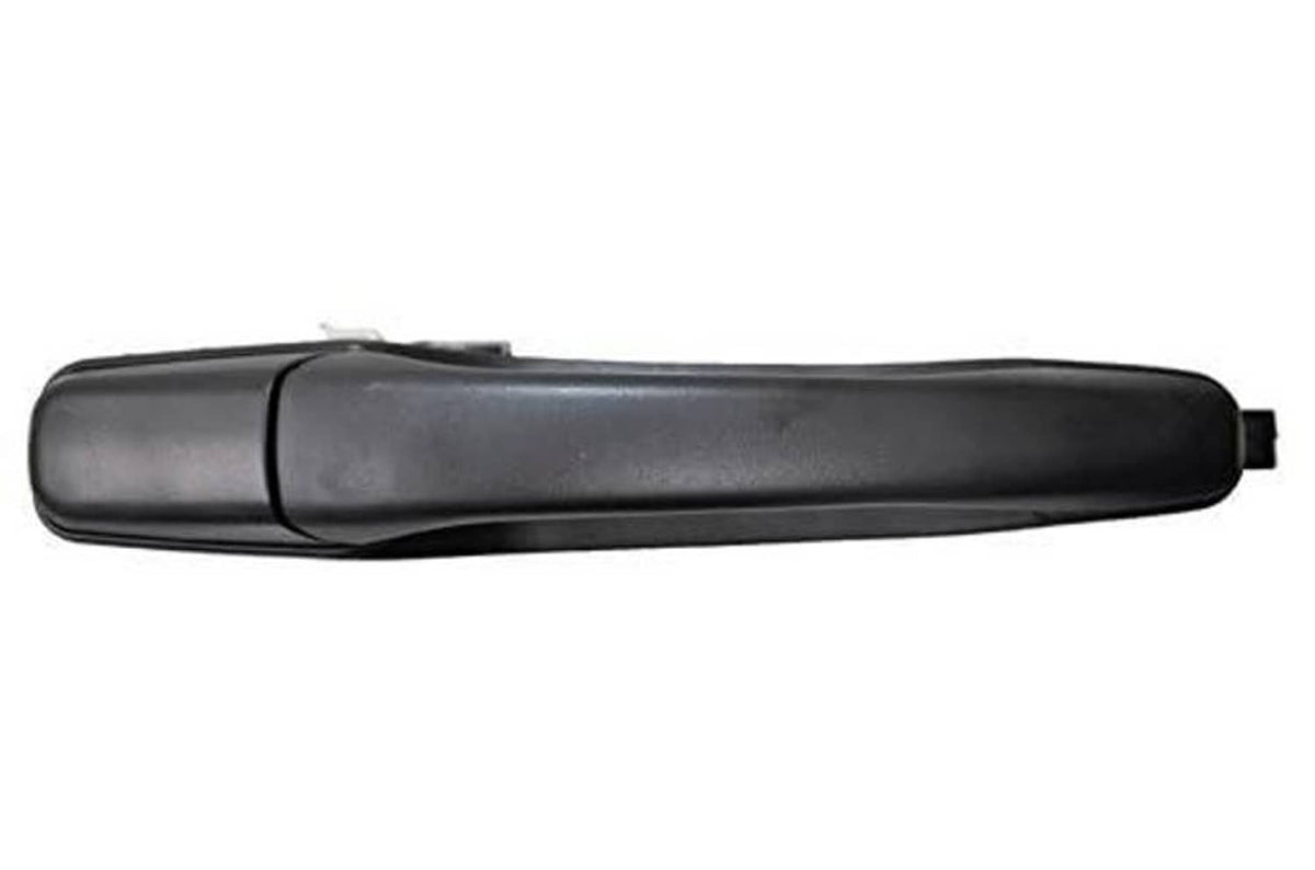 Textured black exterior door handle with keyhole opening on front