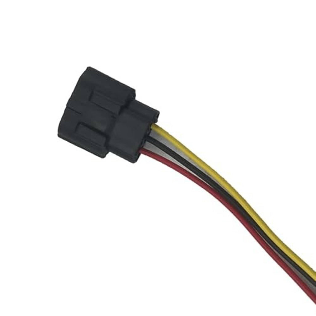 Black cam sensor connector with side view of red and yellow wire leads