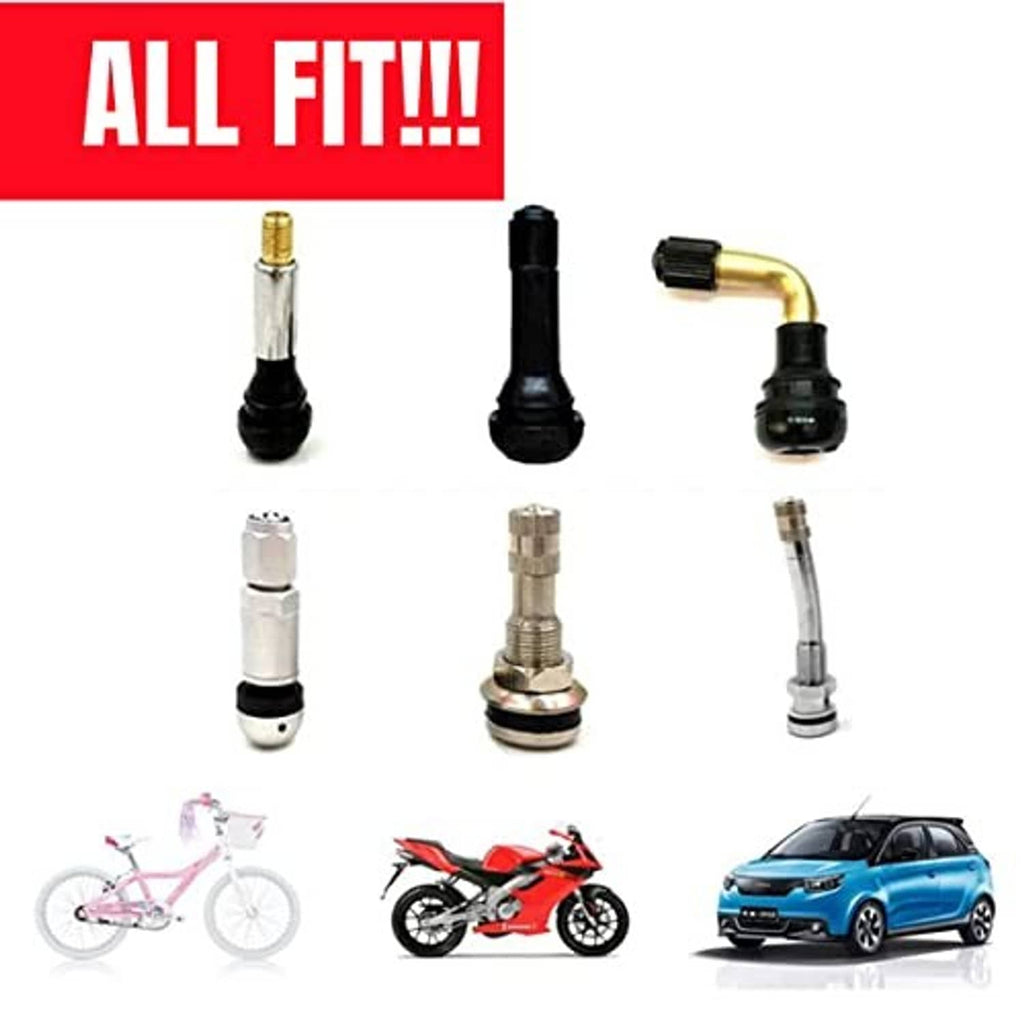 Assorted tire valve nozzle caps in black, gold, and silver with different styles