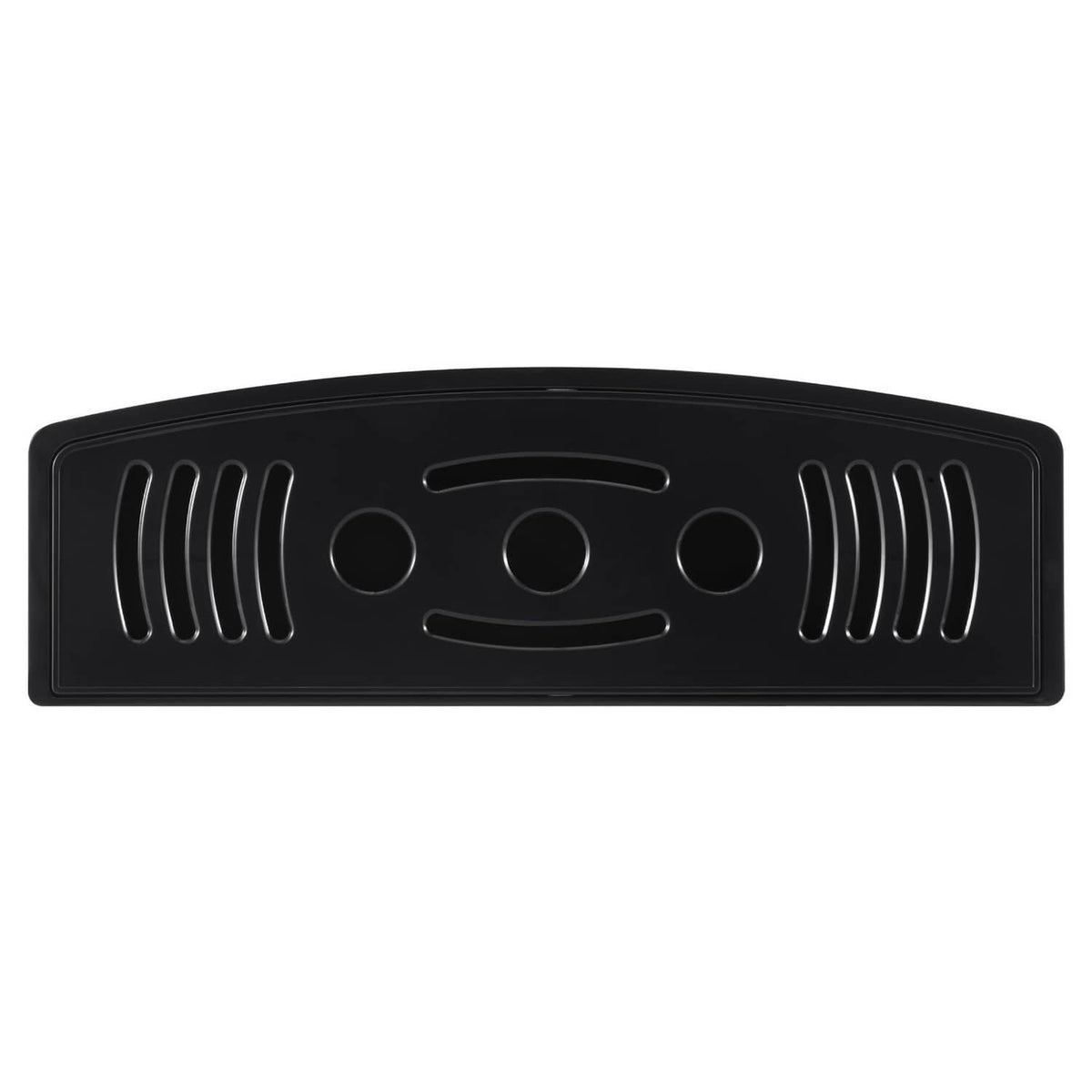 Black slotted front water drip tray with circular drain openings for soft serve machines