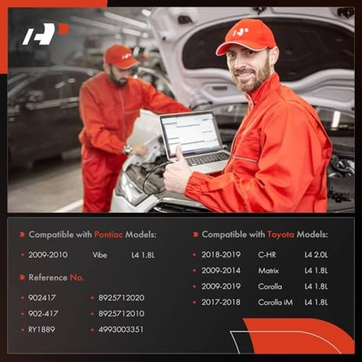 Mechanic in red jacket presenting cooling fan control module in service bay