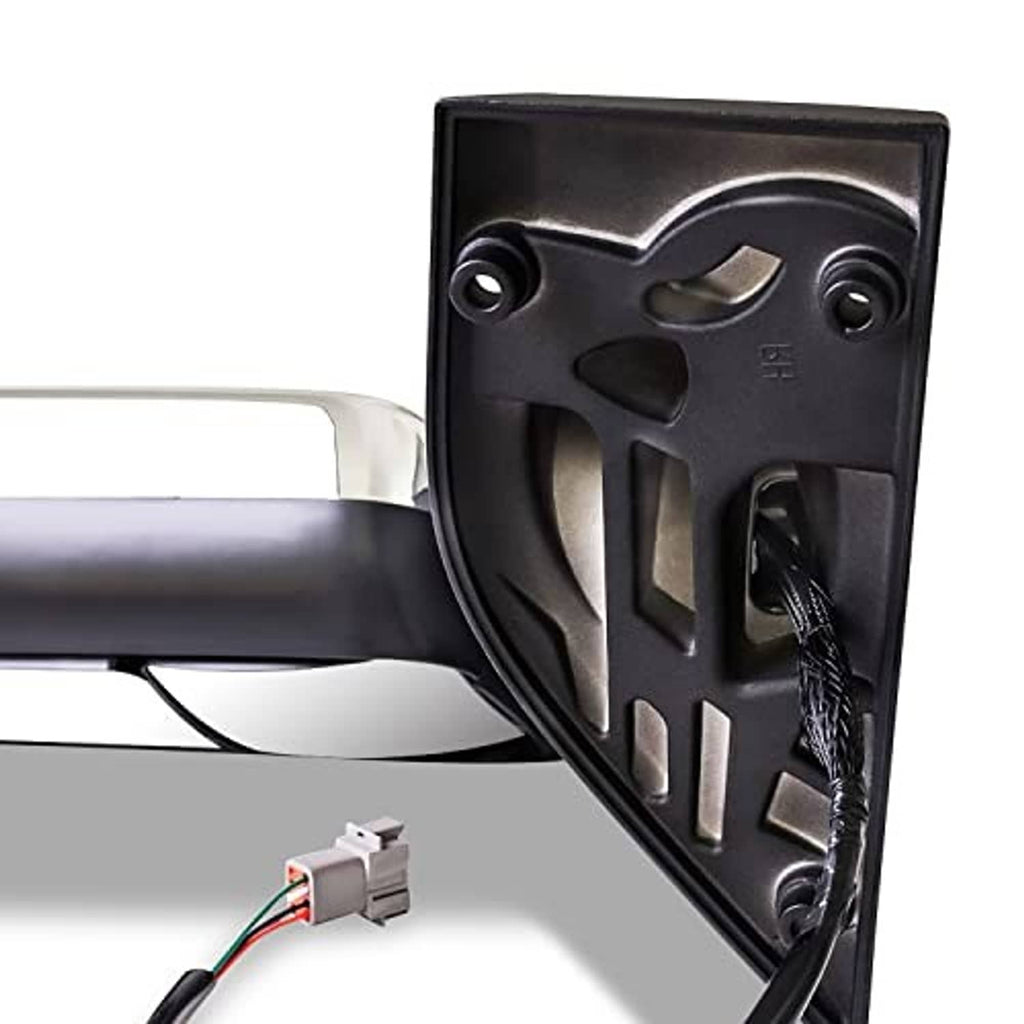 Left door mirror back housing with mounting brackets and wiring connector