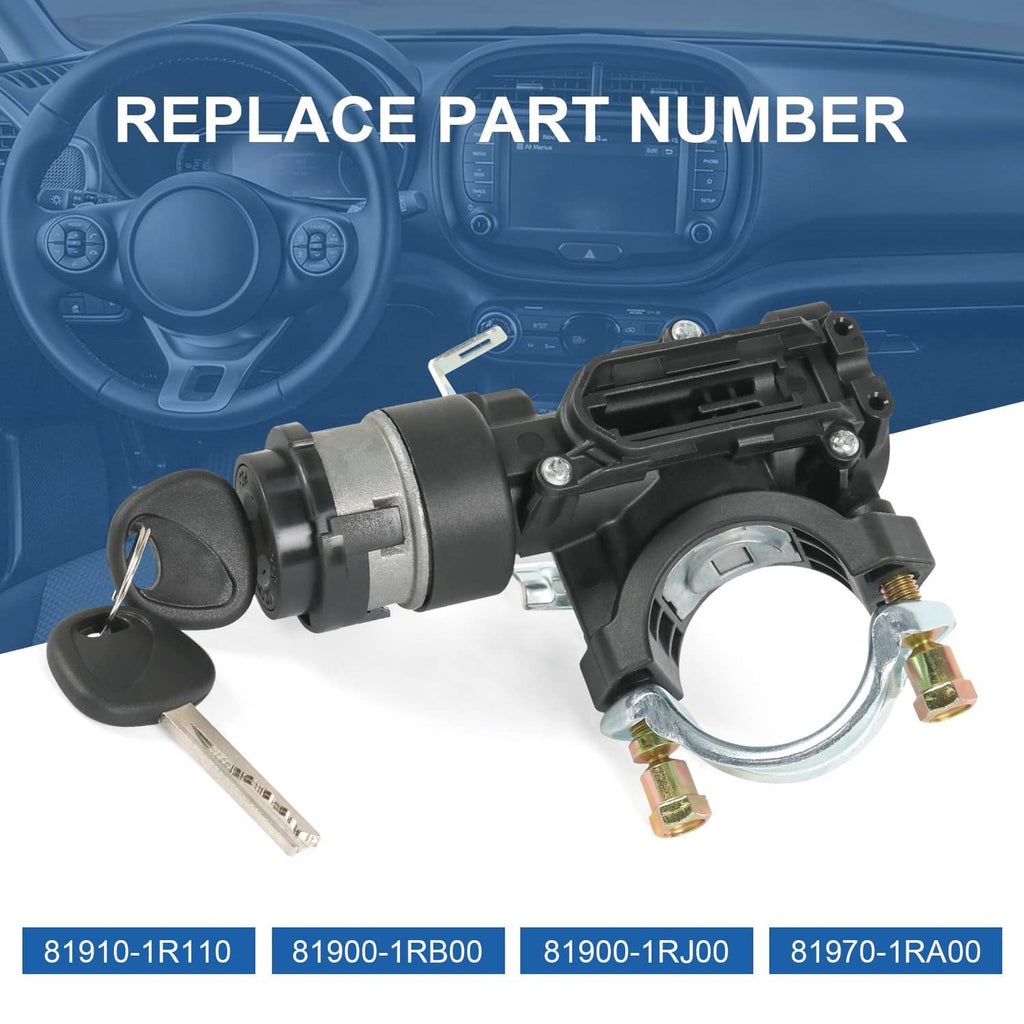 Ignition lock cylinder switch assembly with two keys and metal mounting ring