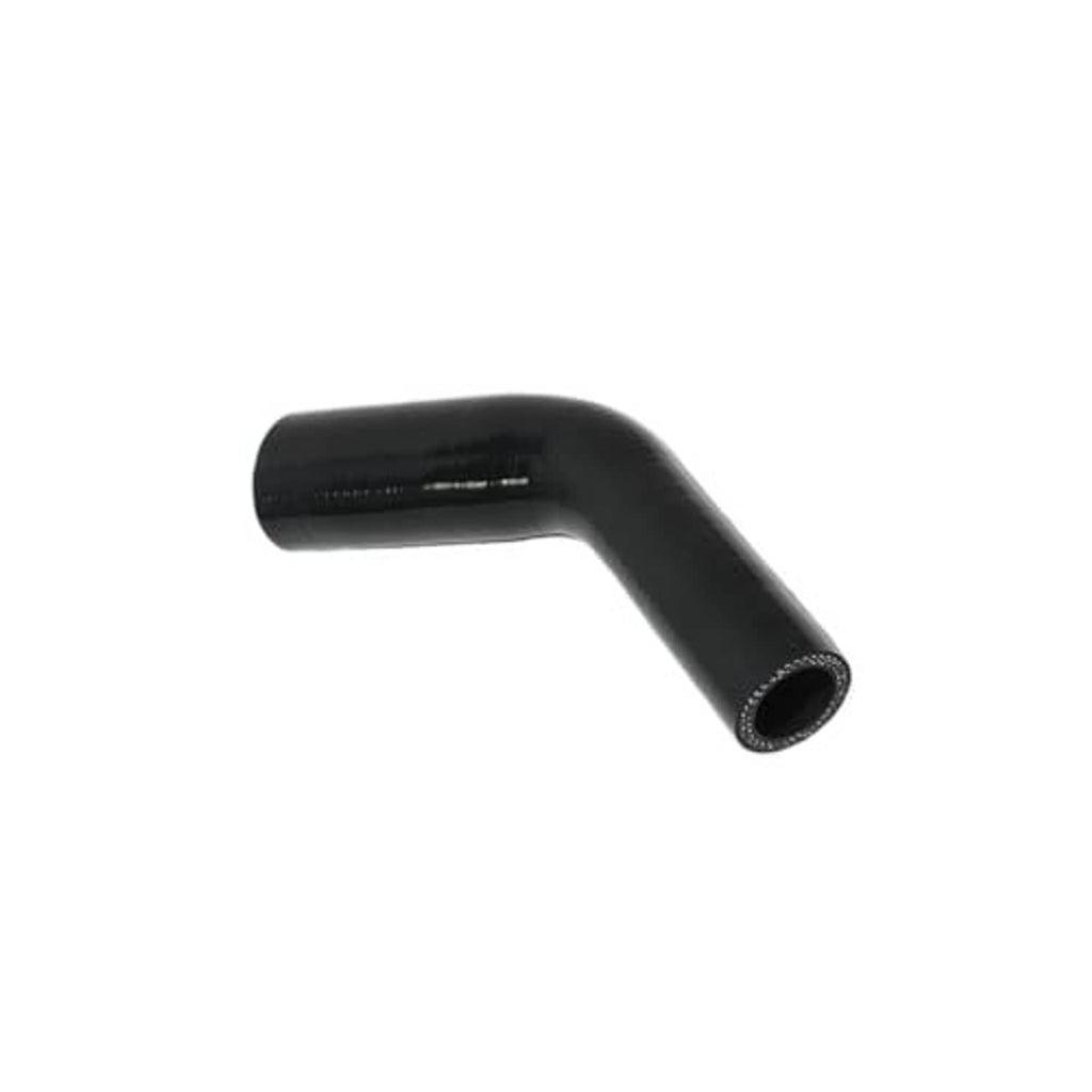 Black silicone 90-degree elbow reducer hose, curved section with angled outlet