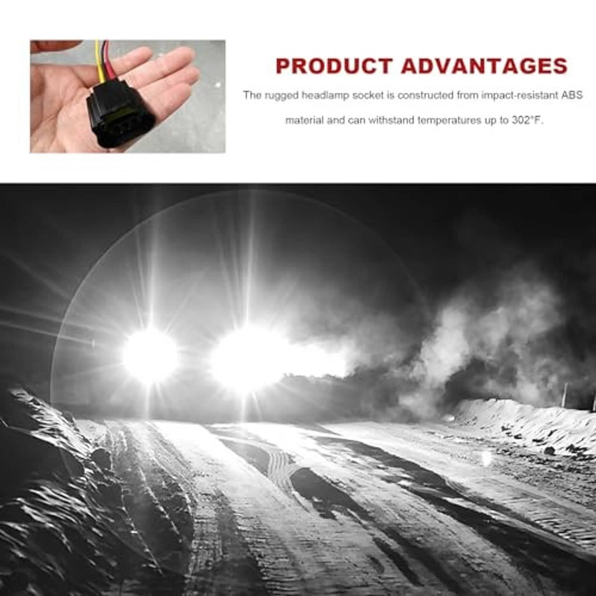 Hand holding black female headlight connector socket plug adapter