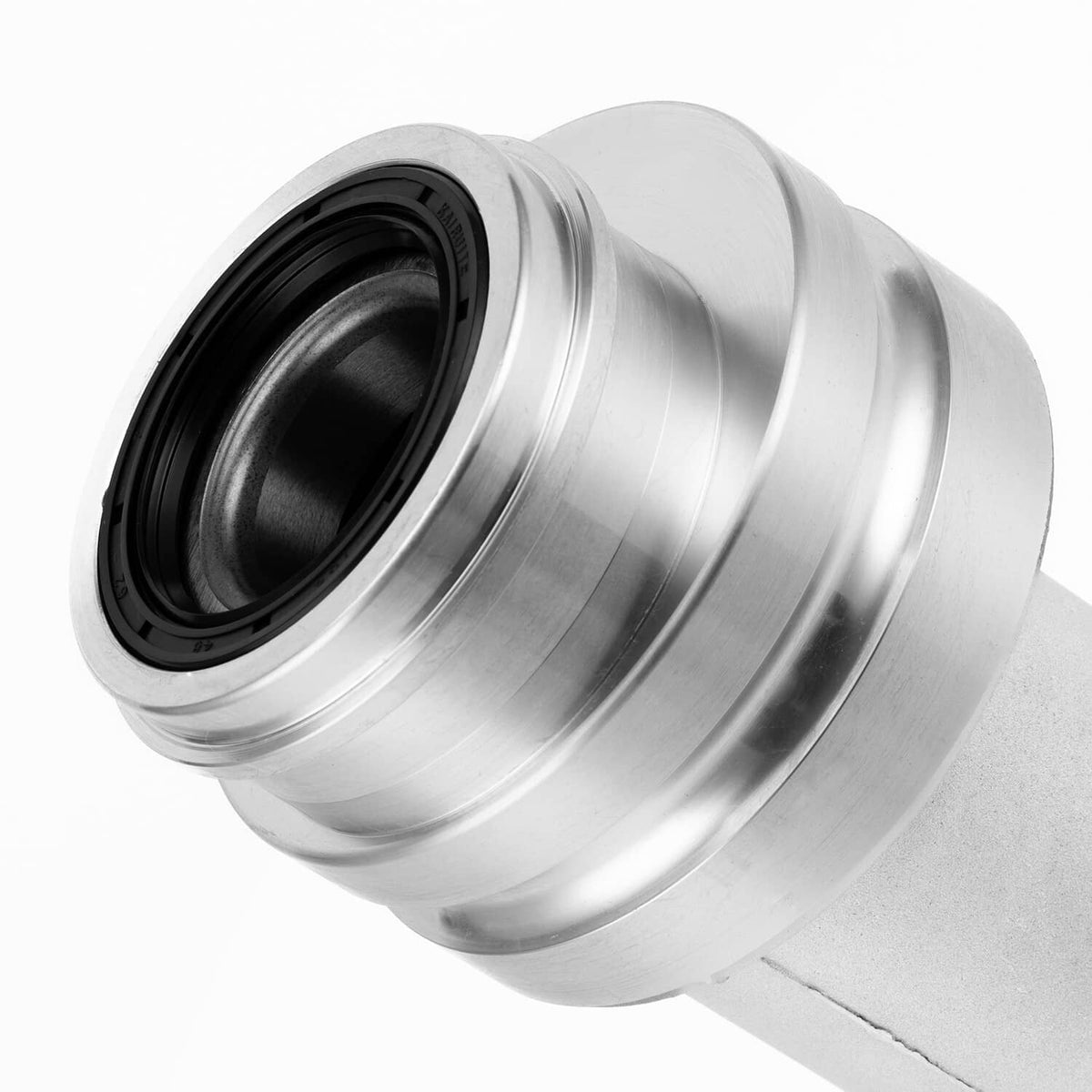 Rear axle bearing housing carrier hub angled view showing silver outer housing