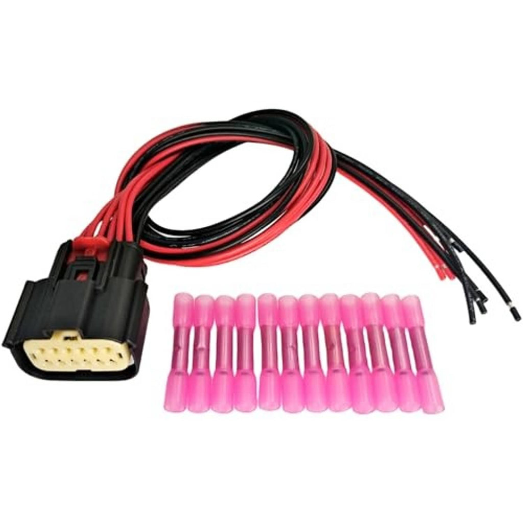 12-pin headlight wiring connector with plug and pink terminal set