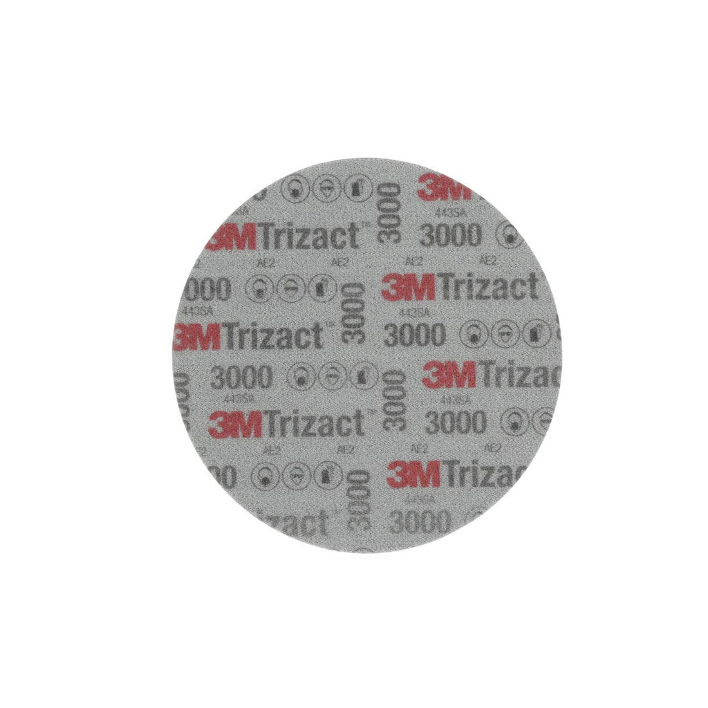 3 in Trizact foam sanding disc, gray, P3000 grit, round abrasive pad