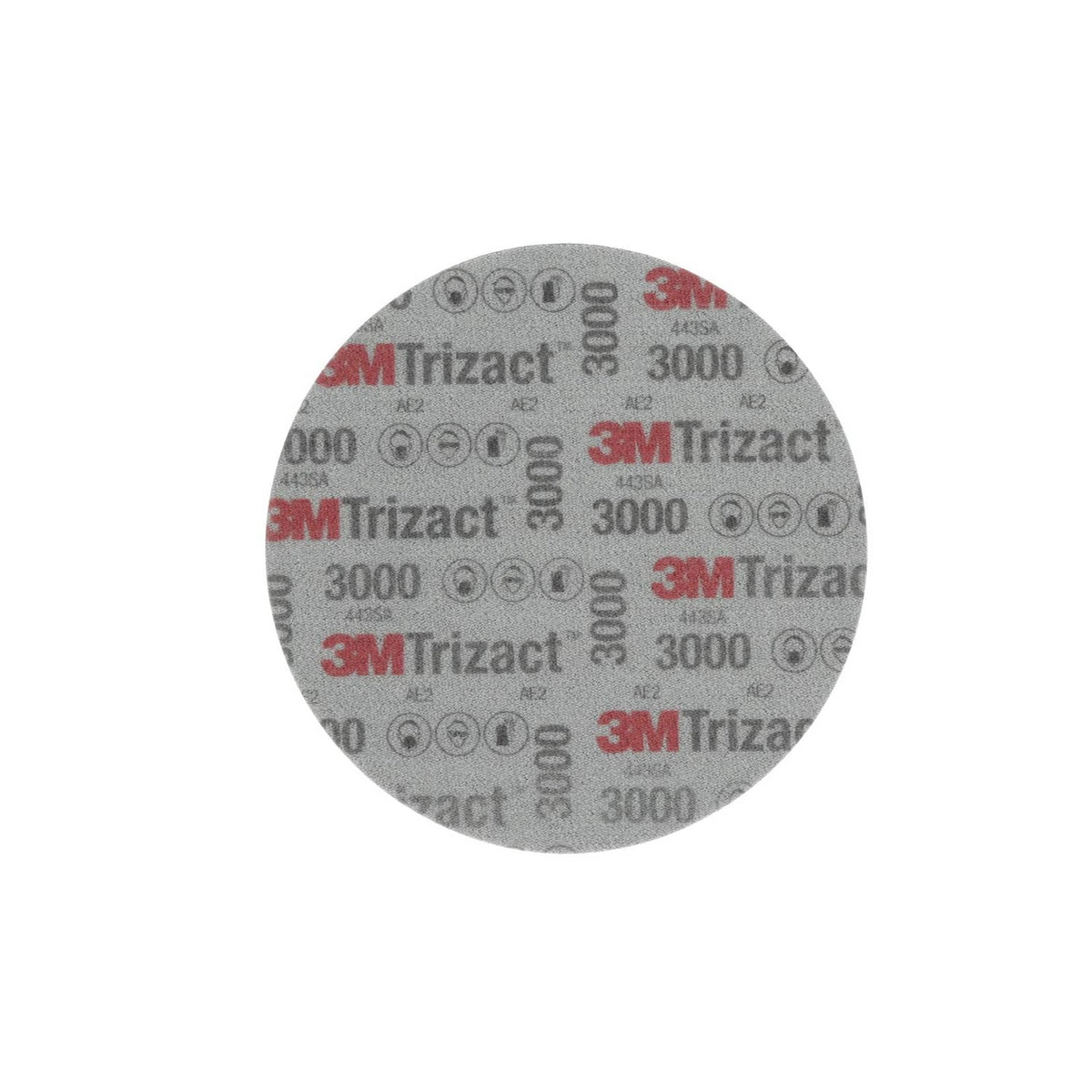 3 in Trizact foam sanding disc, gray, P3000 grit, round abrasive pad