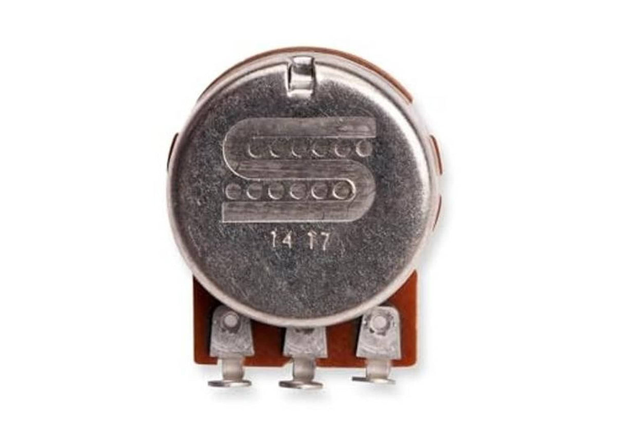 250k audio taper potentiometer, round metal top with three solder pins