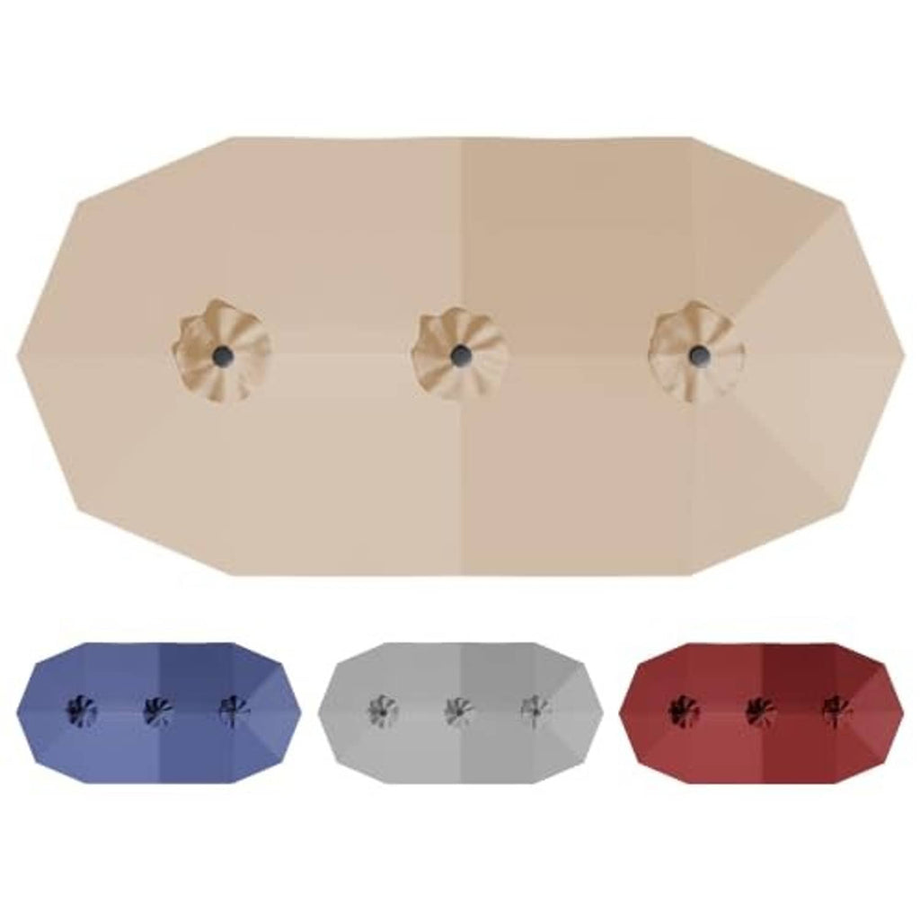 Beige replacement patio umbrella canopy, three central grommet openings