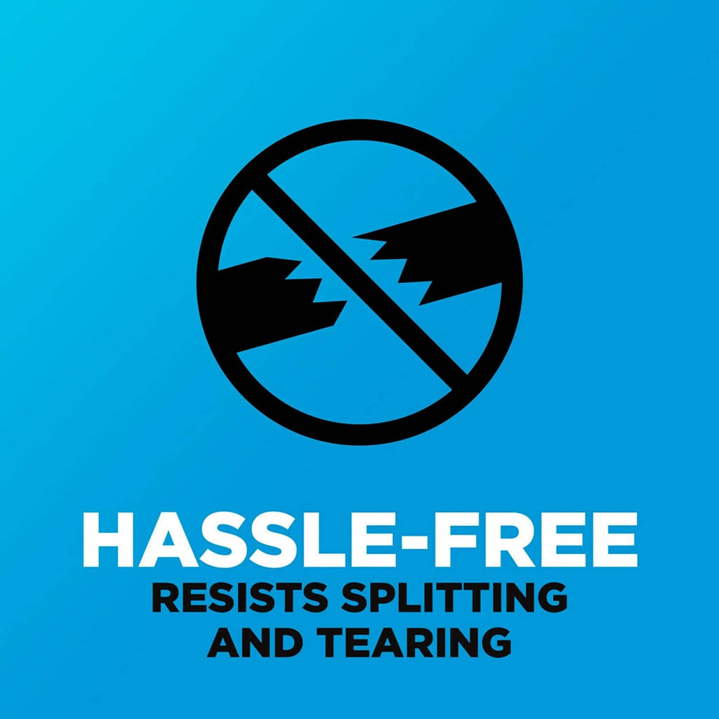 Hassle-free graphic for packaging tape resisting splitting and tearing