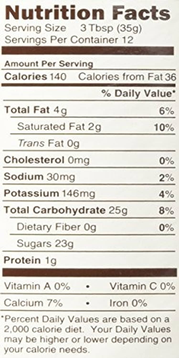 Nutrition Facts panel for chai tea canister, showing serving size, calories, fat, and sugars