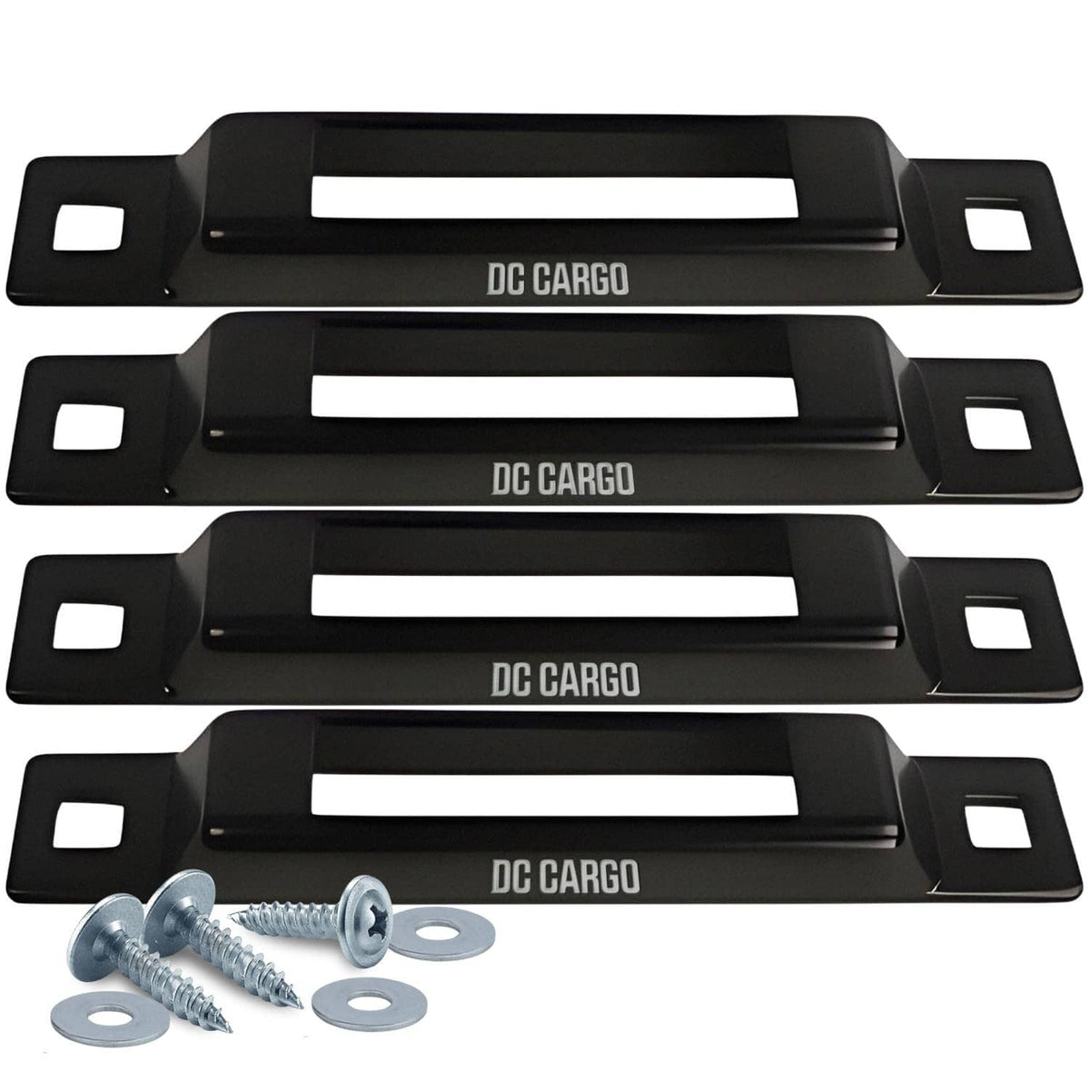 DC Cargo single-slot E-track tie-downs, 4-pack, black powder-coated brackets