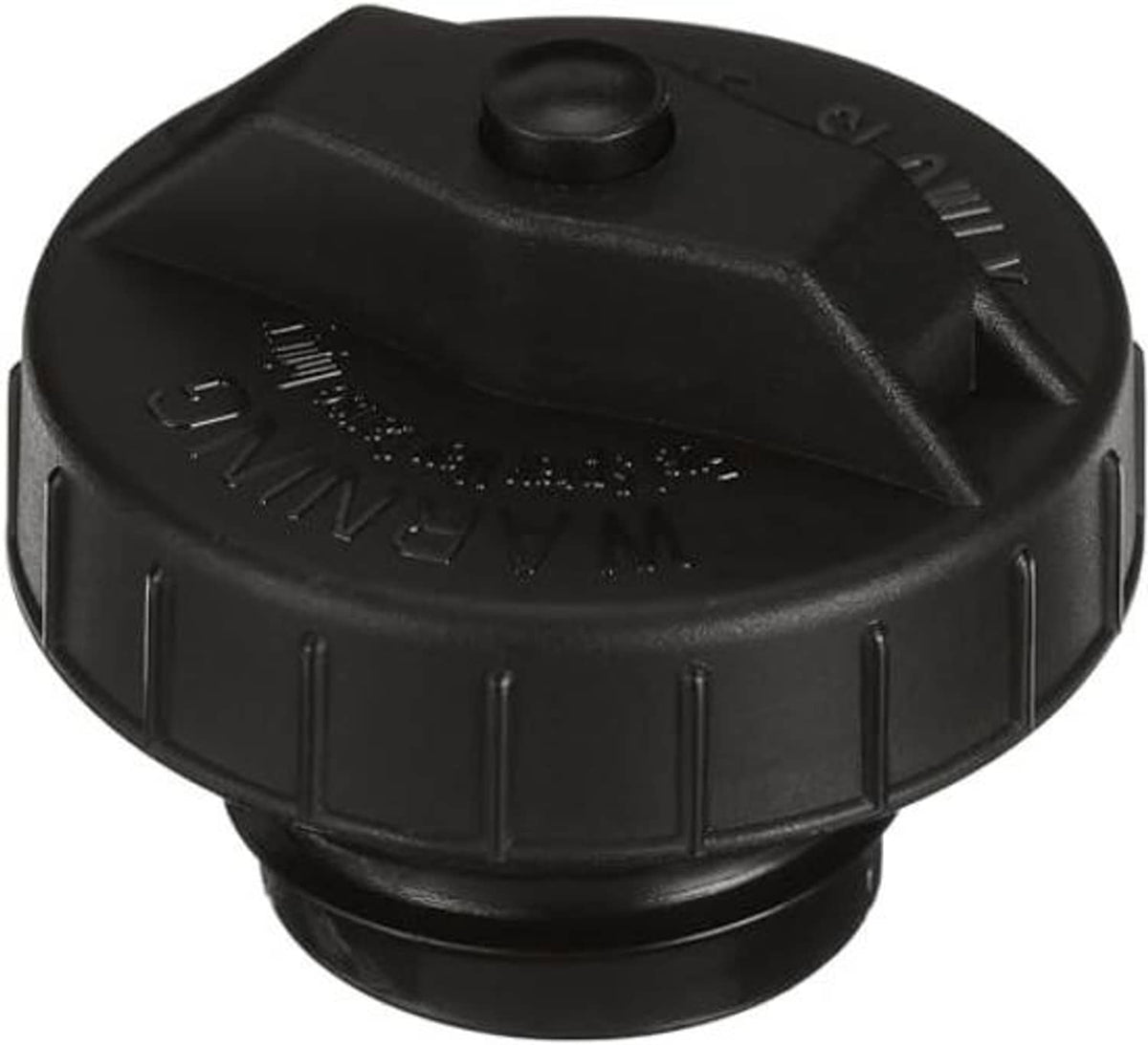 Black fuel tank cap with raised top panel and side ventilation slots