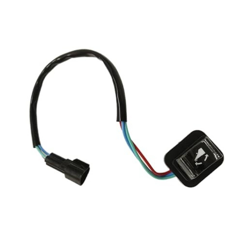 Boat power trim tilt switch with black indicator housing, colored wires, and plug connector