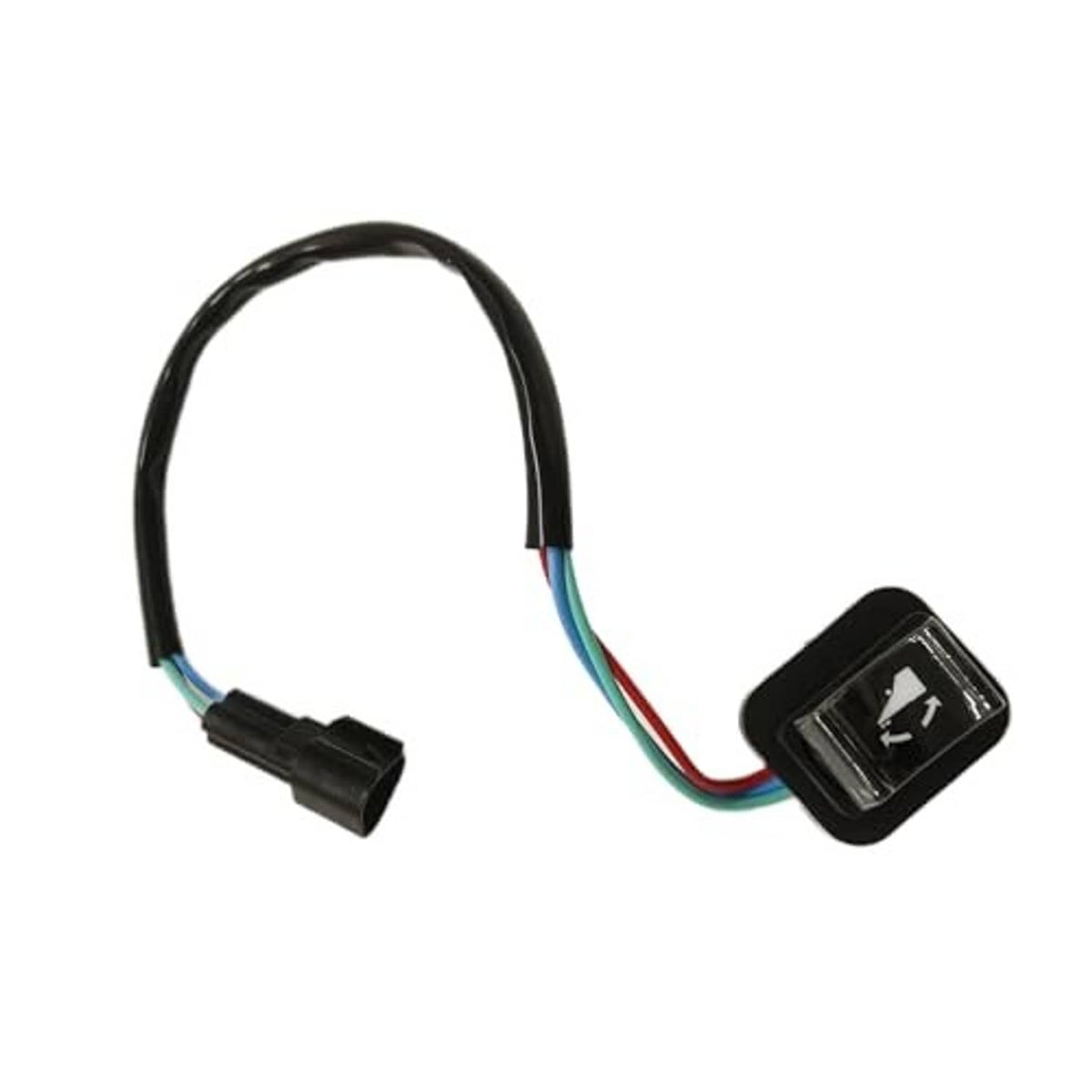 Boat power trim tilt switch with black indicator housing, colored wires, and plug connector