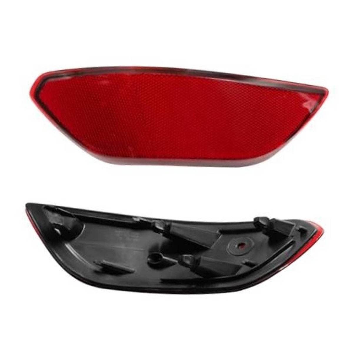 Red rear bumper reflector lens with black inner housing, replacement piece