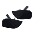 Pair of black headlight washer spray nozzle caps, left and right, with spray stems