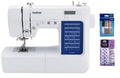 White computerized sewing machine with LCD stitch display and button controls