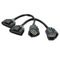 Headlight adapter wiring harness with 8-pin and 6-pin multi-plug connectors, colored wire leads