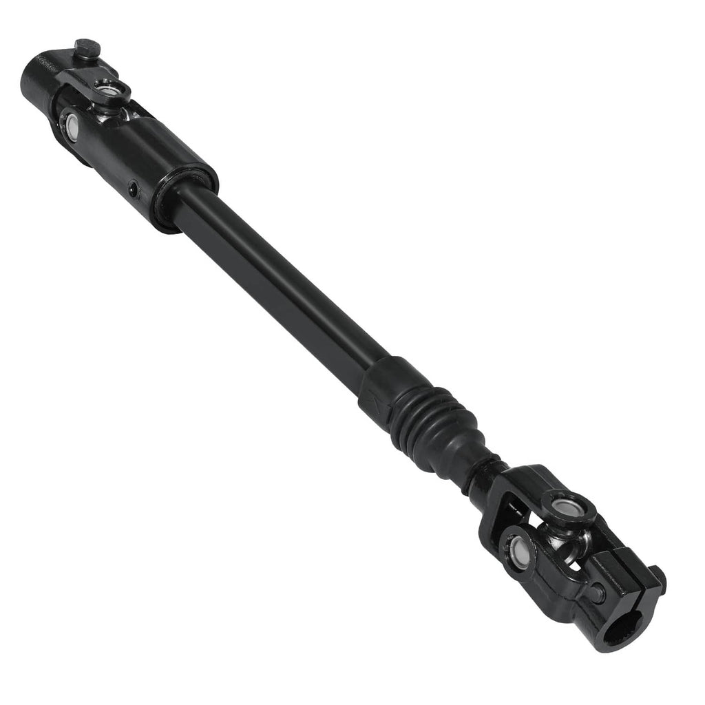 Black power steering steering shaft with accordion boot and end joint