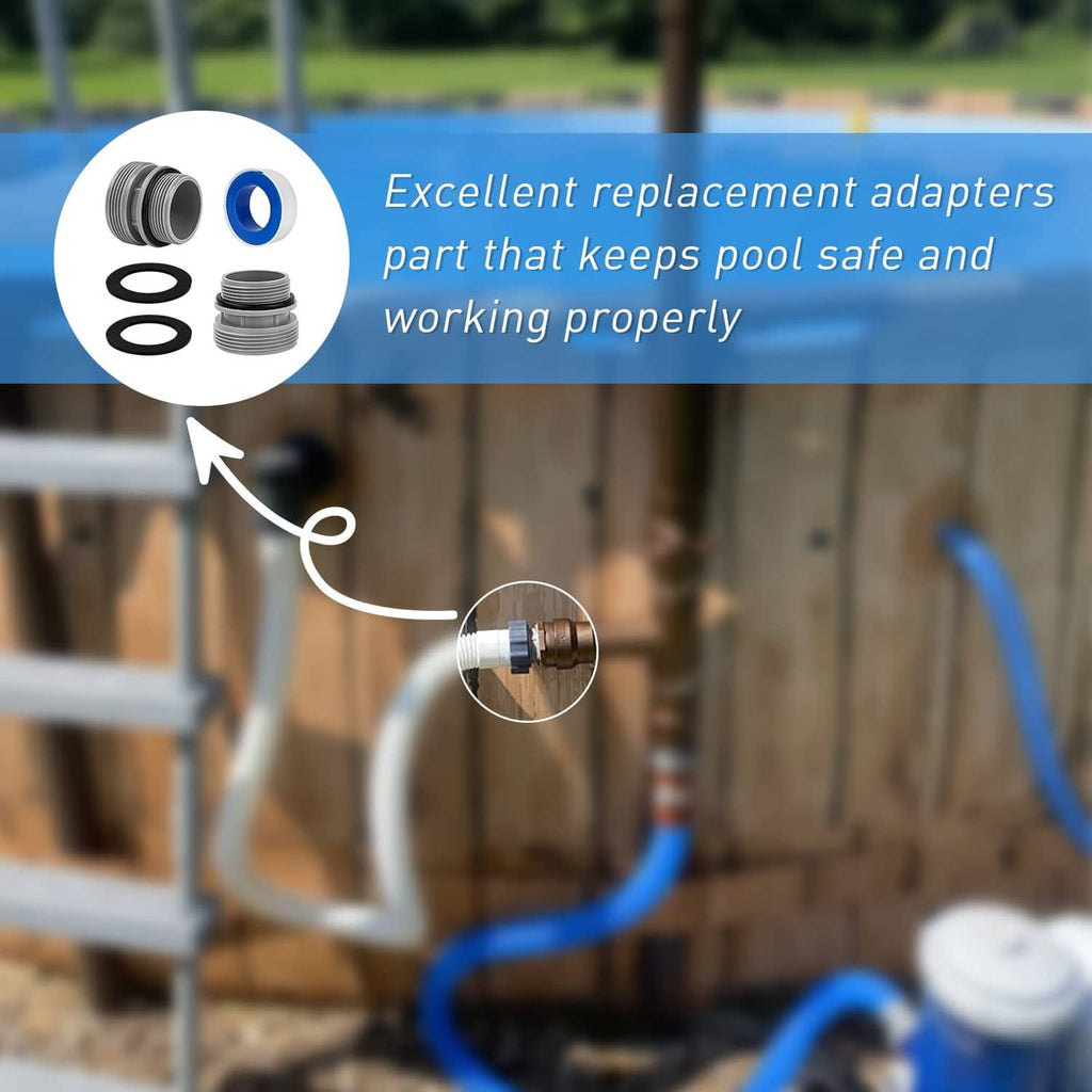 Hose adapter replacement set with gray threaded couplers and black O-ring seals