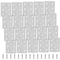 Set of stainless steel butt hinges with central pin and round screw holes
