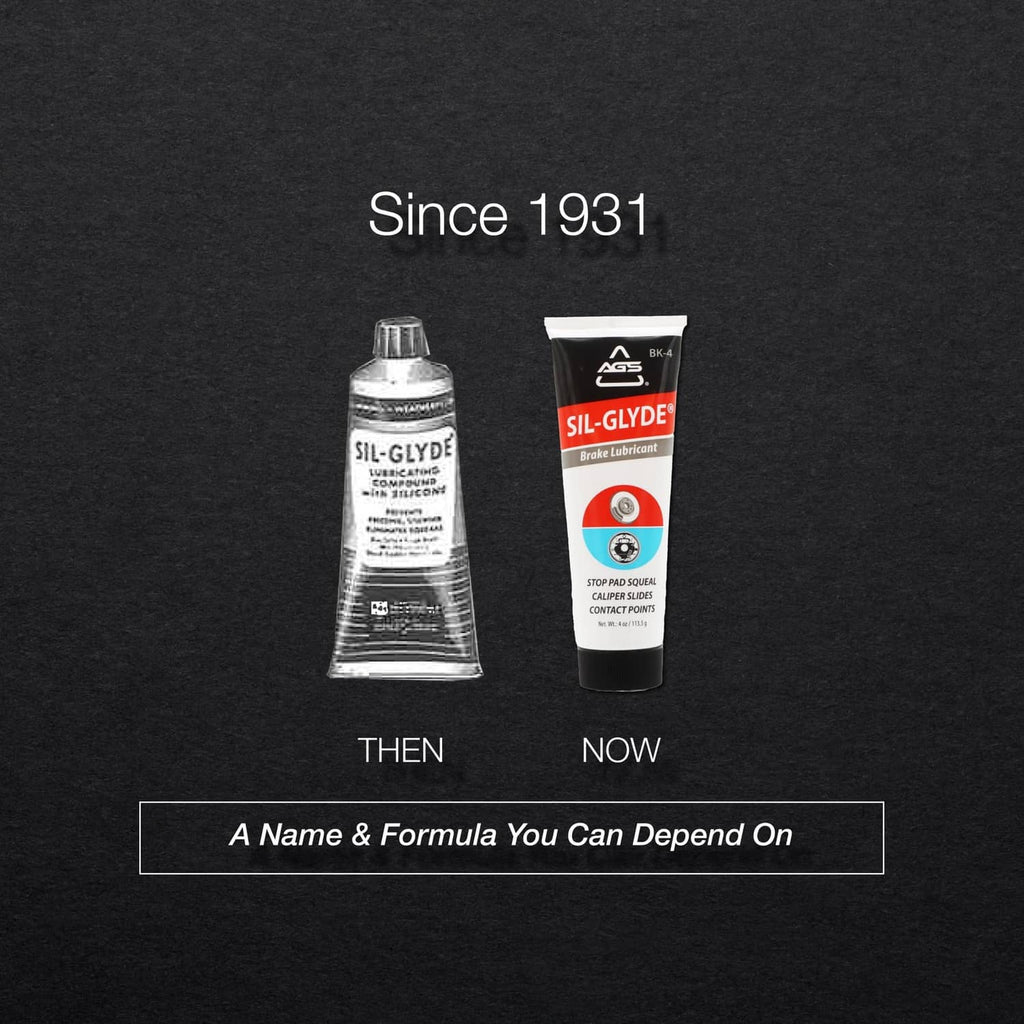 AGS SIL-Glyde brake lubricant shown in tube and small bottle forms