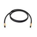 Flexible black rubber brake hose with brass fittings and end connector caps