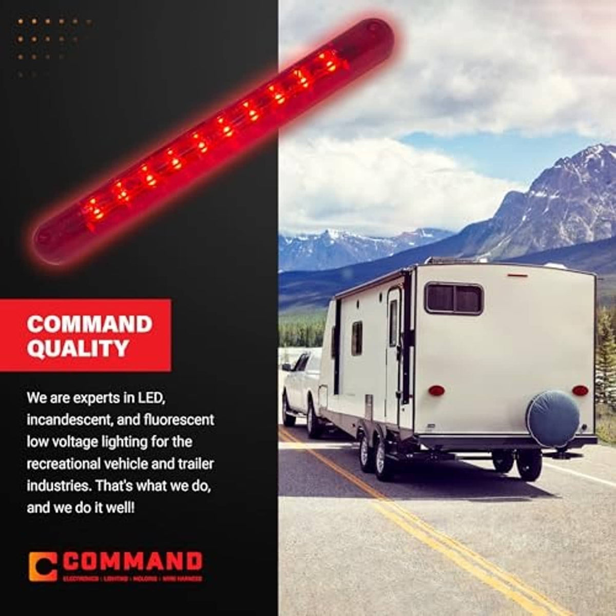 Red LED third brake light bar with bright red LED illumination