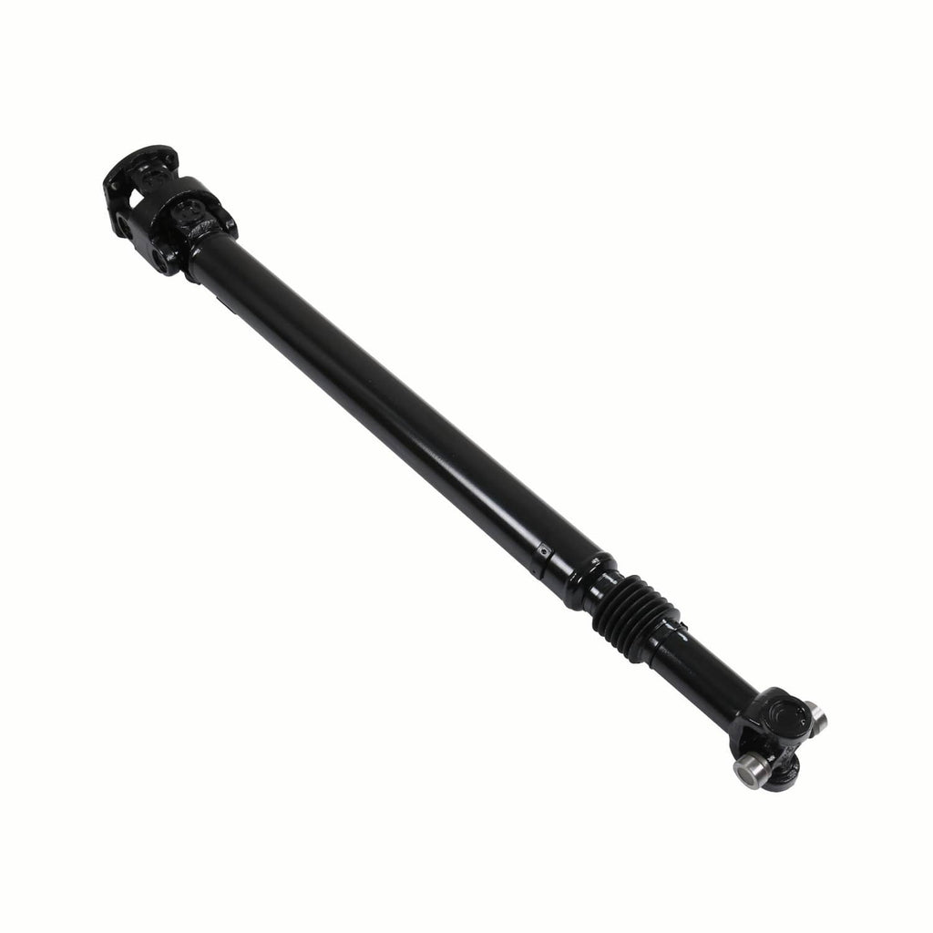 Front driveshaft prop shaft, black with rubber booted joint and end flange fitting