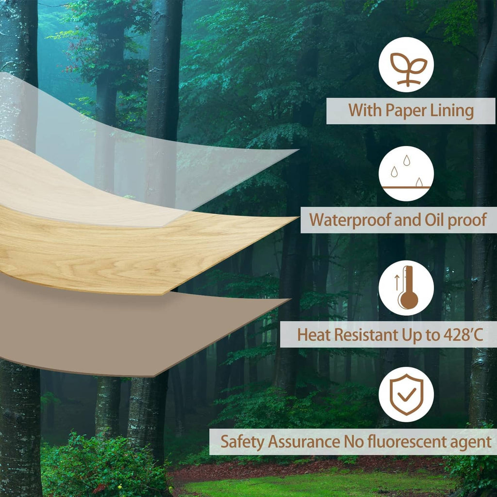 Air fryer paper liner with waterproof, oil-proof and heat-resistant icons