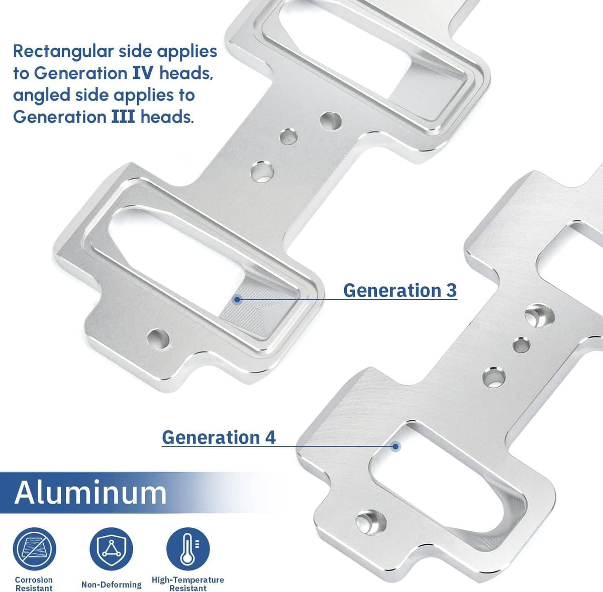 Aluminum intake port adapter brackets with two mounting flanges