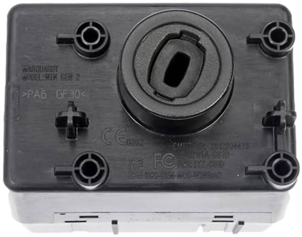 Wireless ignition node module bottom view with central switch and mounting feet