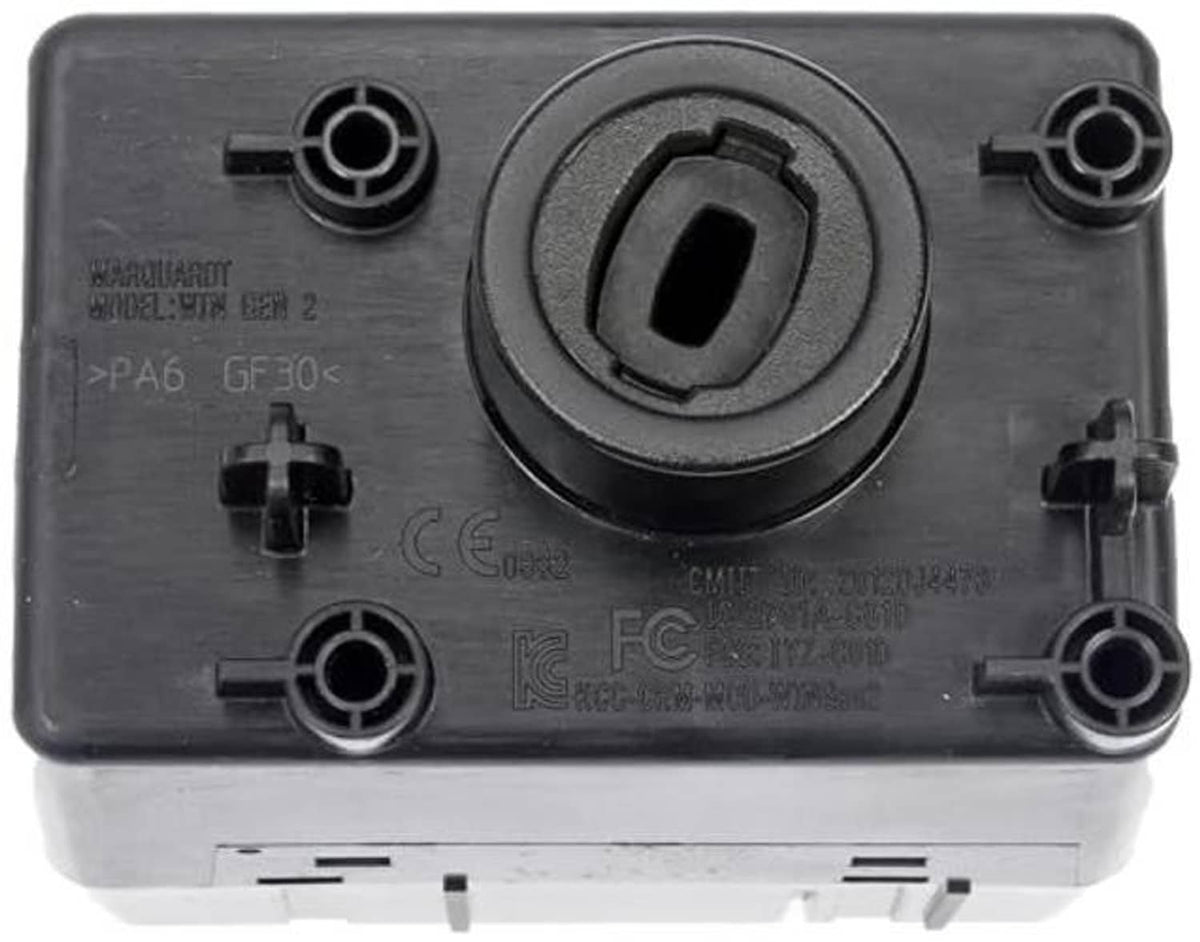 Wireless ignition node module bottom view with central switch and mounting feet