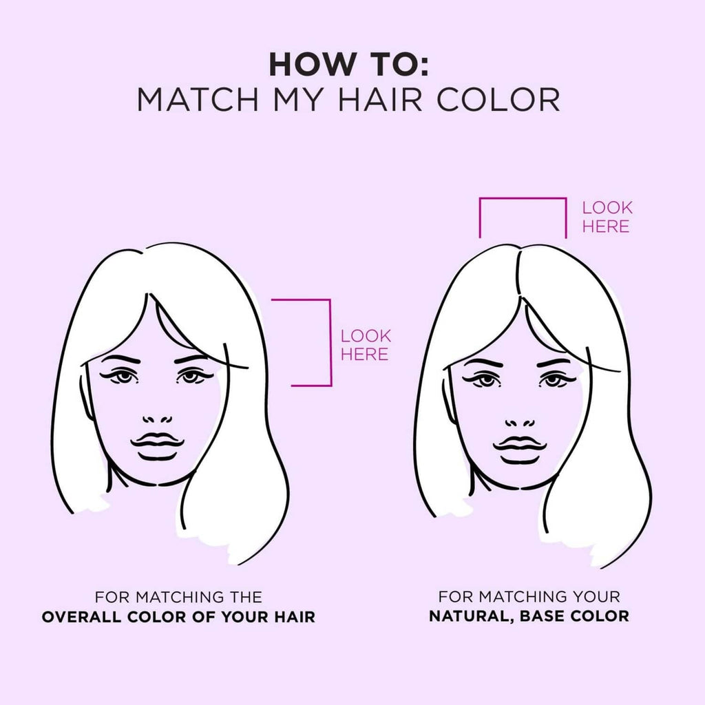 Instructions graphic for matching hair color using the root touch-up quick stick