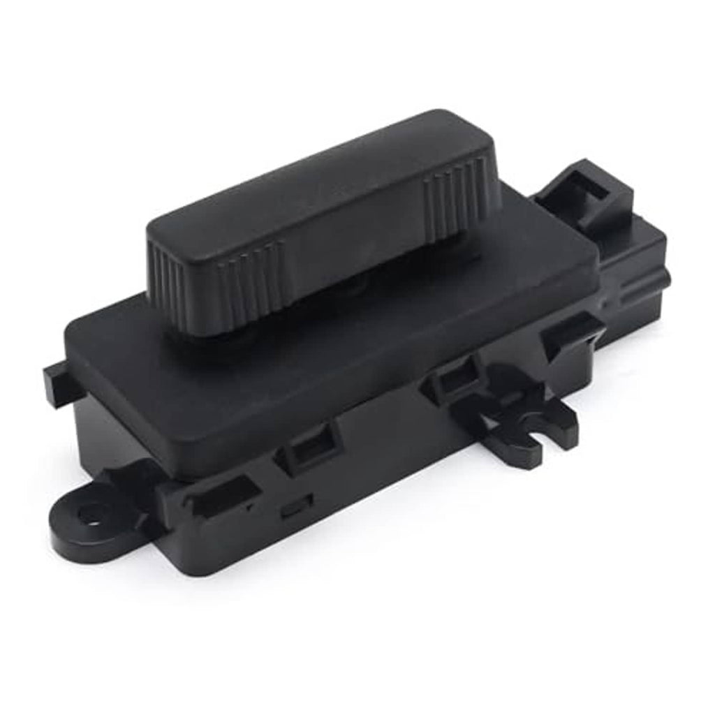 Black power seat adjustment switch with connector blocks and mounting hole
