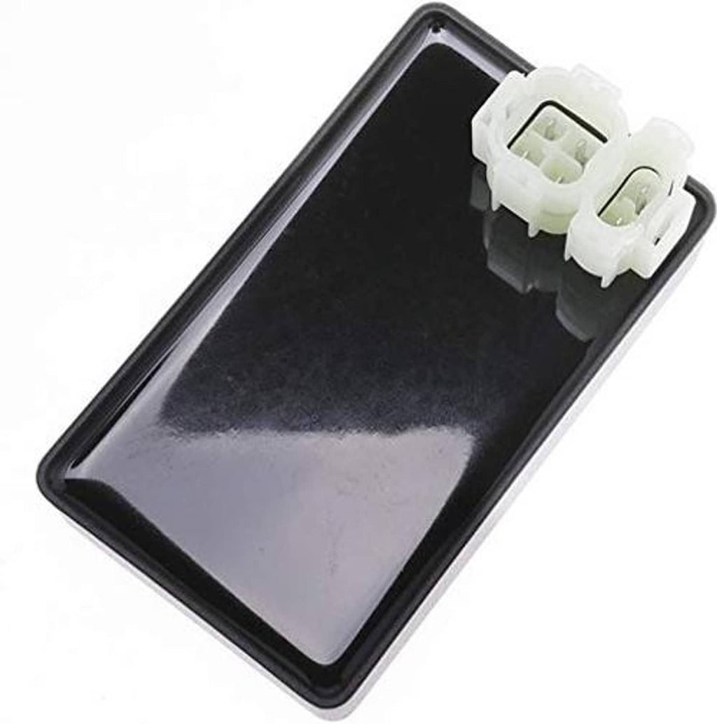 Rectangular CDI ignition control module, black casing with top white electrical connector