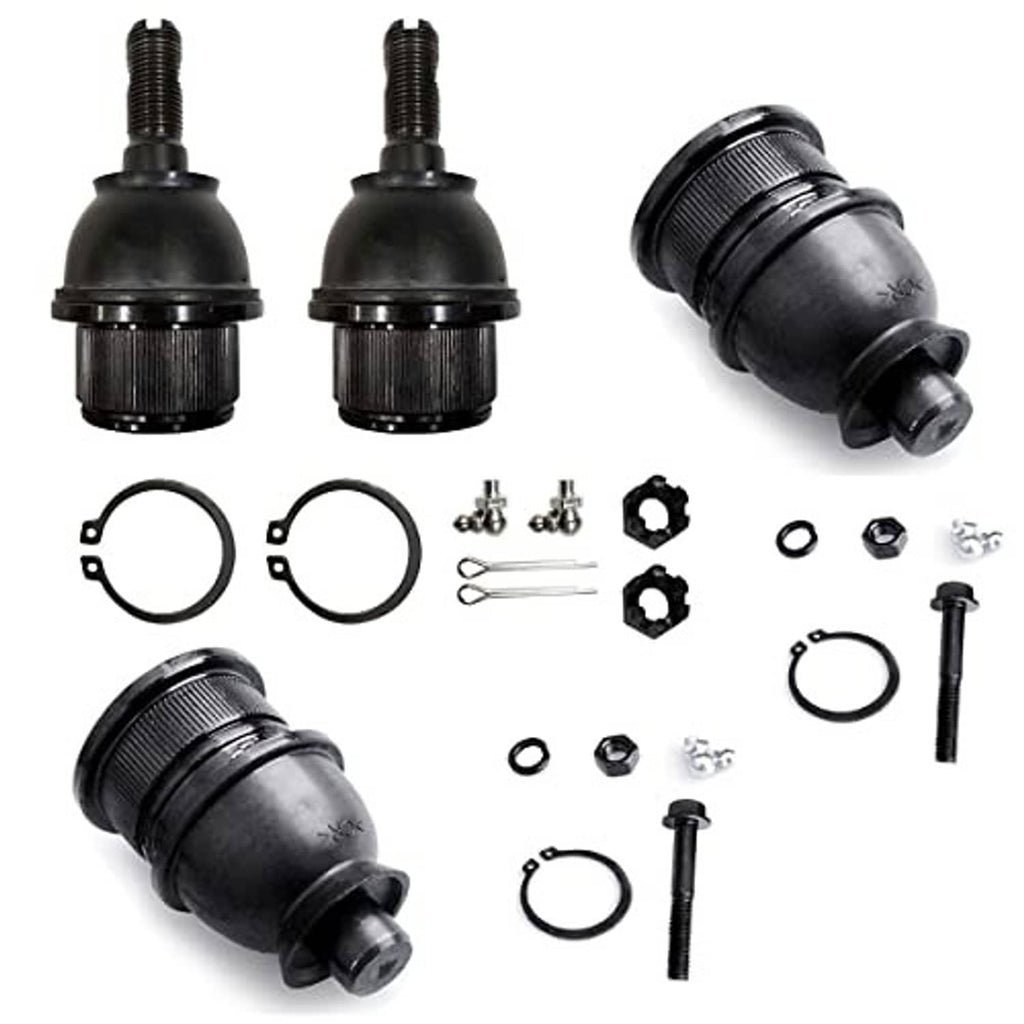 Front ball joint kit set: two black-boot joints plus O-rings, bolts, and mounting pins