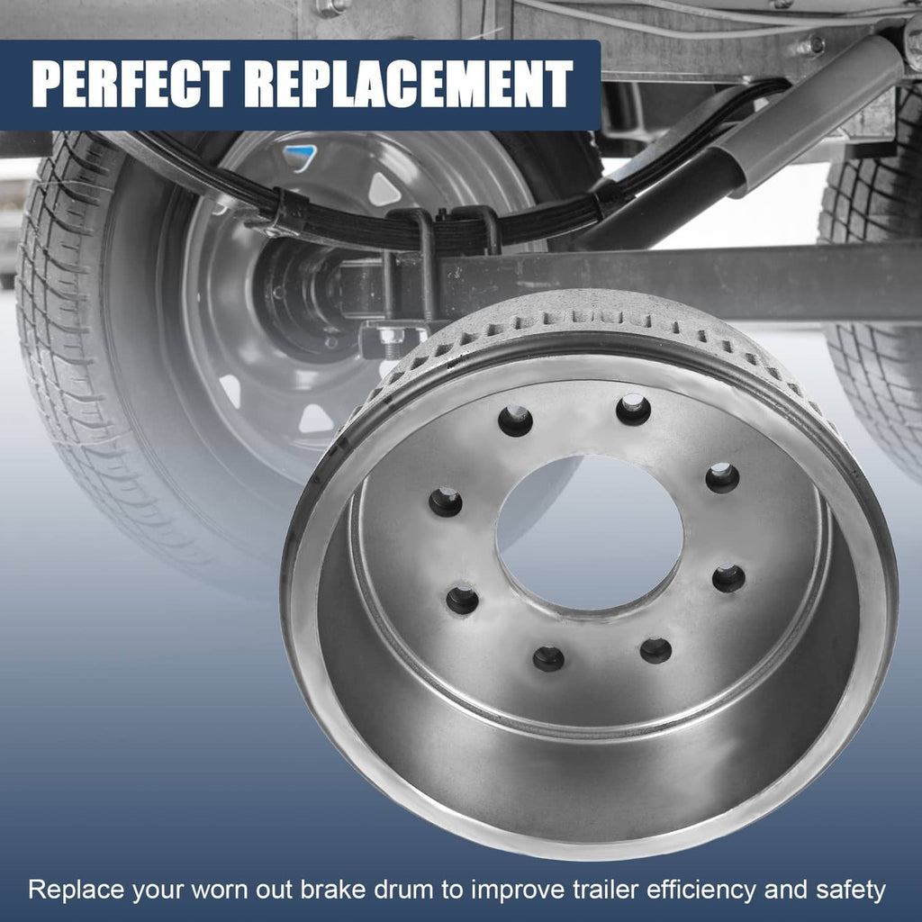 Mounted trailer brake drum with vented outer ring and hub bolt holes
