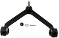 Front upper control arm with ball joint and rubber bushings, black metal assembly
