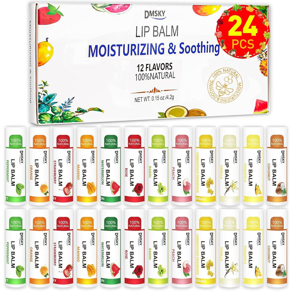 24-count lip balm multipack box with 24 assorted tubes