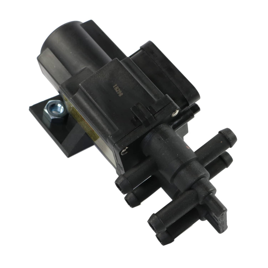 Fuel tank selector valve with 6 port outlets, black plastic housing and mounting bracket